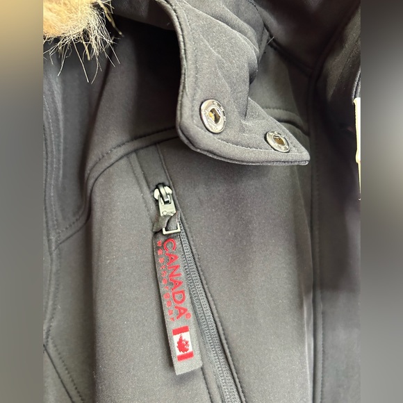 CANADA WEATHER GEAR | Black & Natural Cinched-Waist Hooded Jacket (Size: 1X) - Picture 8 of 13